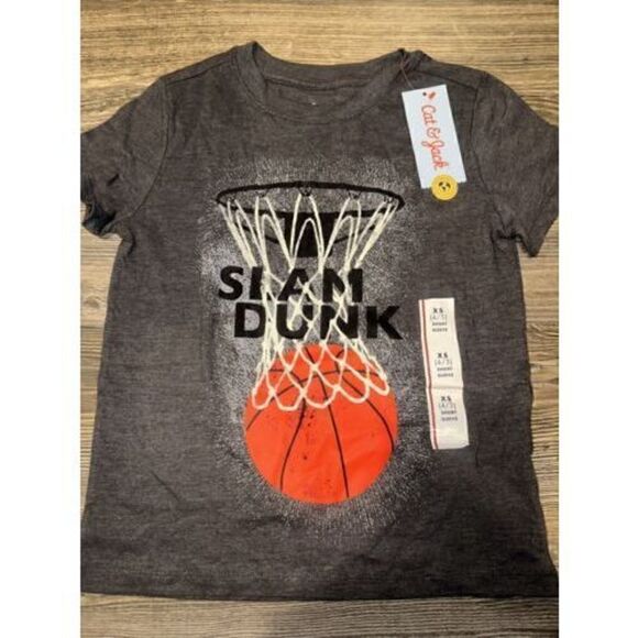 Cat & Jack Basketball Slam Dunk Short Sleeve T Shirt XS(4/5) NWT. E - Picture 1 of 3